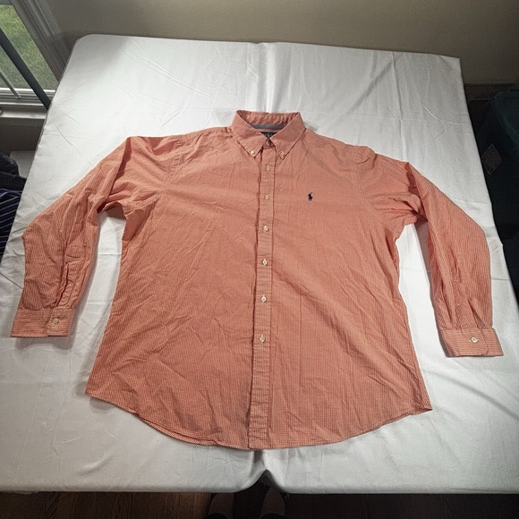 RALPH LAUREN Shirt Men 2XL Gingham Check Custom Fit Button Up Long Sleeve Cotton - Picture 2 of 10